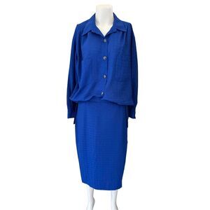 Lilli Ann Collections Union made women’s M royal blue blazer midi pencil skirt s